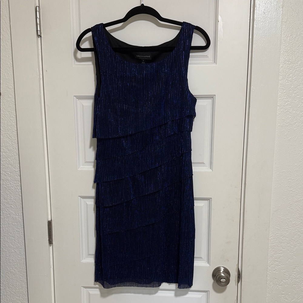 Connected Apparel Navy Layered Mini Dress